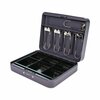 Controltek Cash Box with Combination Lock, 6 Compartments, 11.8 x 9.5 x 3.2, Charcoal 500128